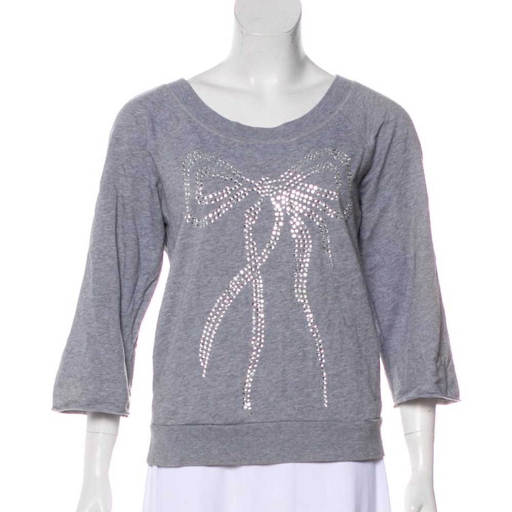 SEE BY CHLOE GREY SEQUIN EMBELLISH BOW SWEATSHIRT